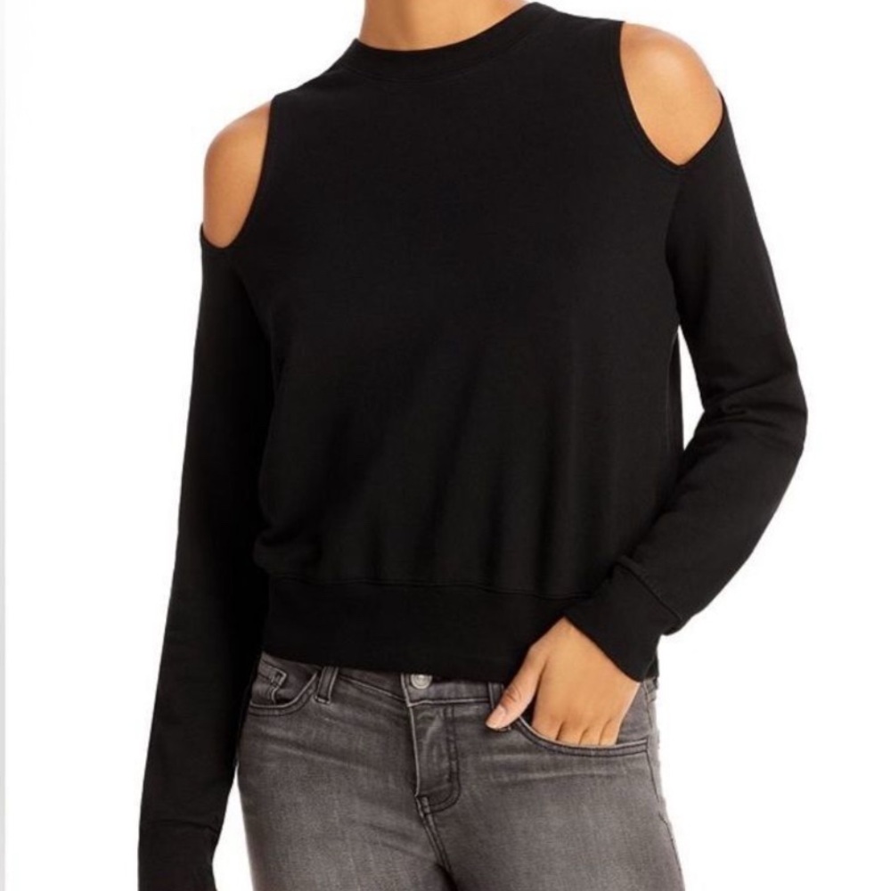 Monrow Black Cold Shoulder Sweater